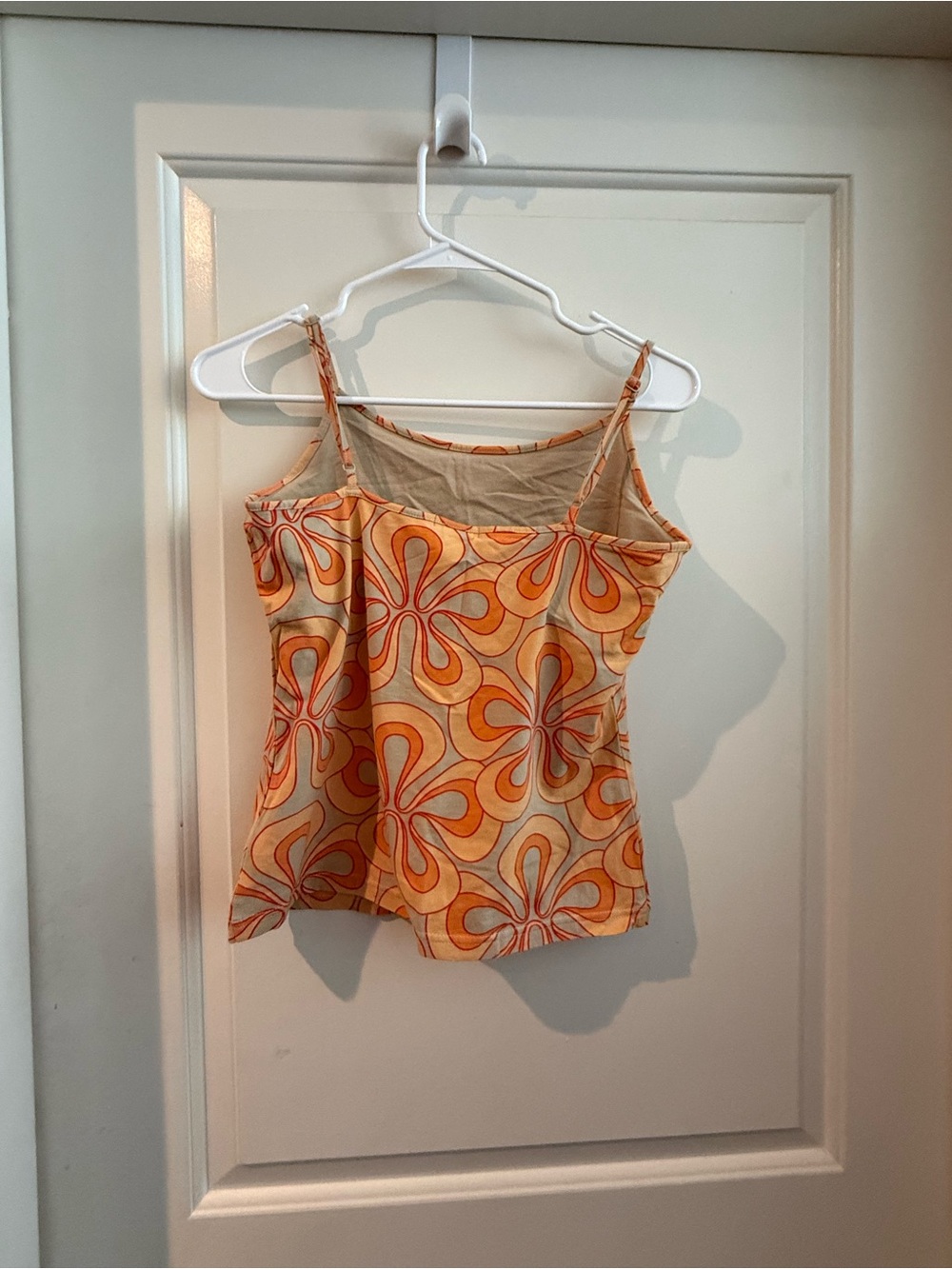 Vintage GAP Orange Retro Floral Spaghetti Strap Tank with Built-In Shelf Bra - Picture 2 of 7